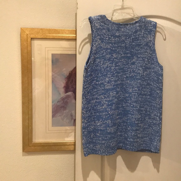 Linden Hill Blue, White Sleeveless Sweater Final price unless you bundle 3 items - Picture 3 of 4